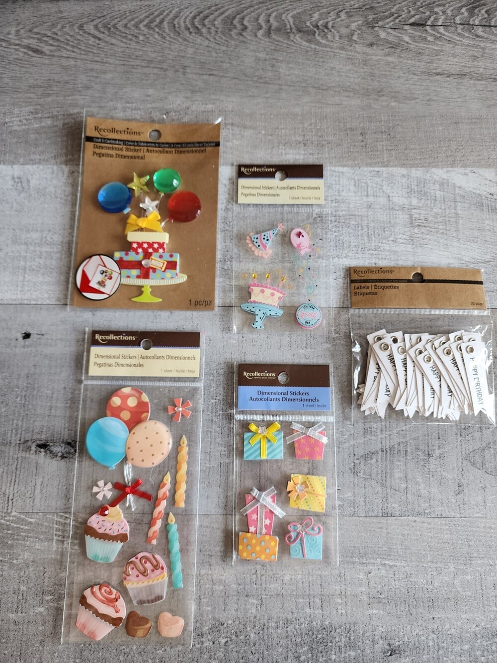 NEW Scrapbook Stickers LOT Birthday Celebration Presents Cake Recollections #32